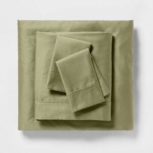 Threshold -  400 Thread Count Cotton Sateen 4-Piece S Moss Green